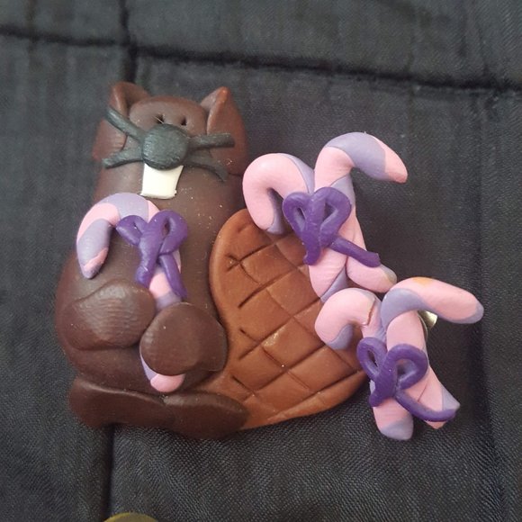 Vintage 90's Polymer Clay Brooch and 2 Sets of Earrings - Picture 2 of 3